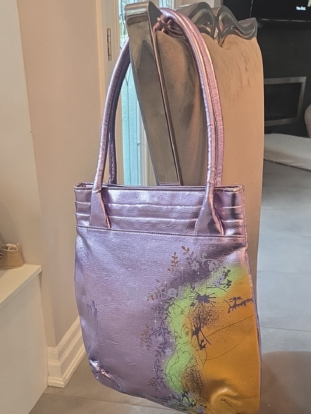 🧚♀ VTG Disney Store Tinkerbell Metallic Purse Fairycore Graffiti Style ✨️